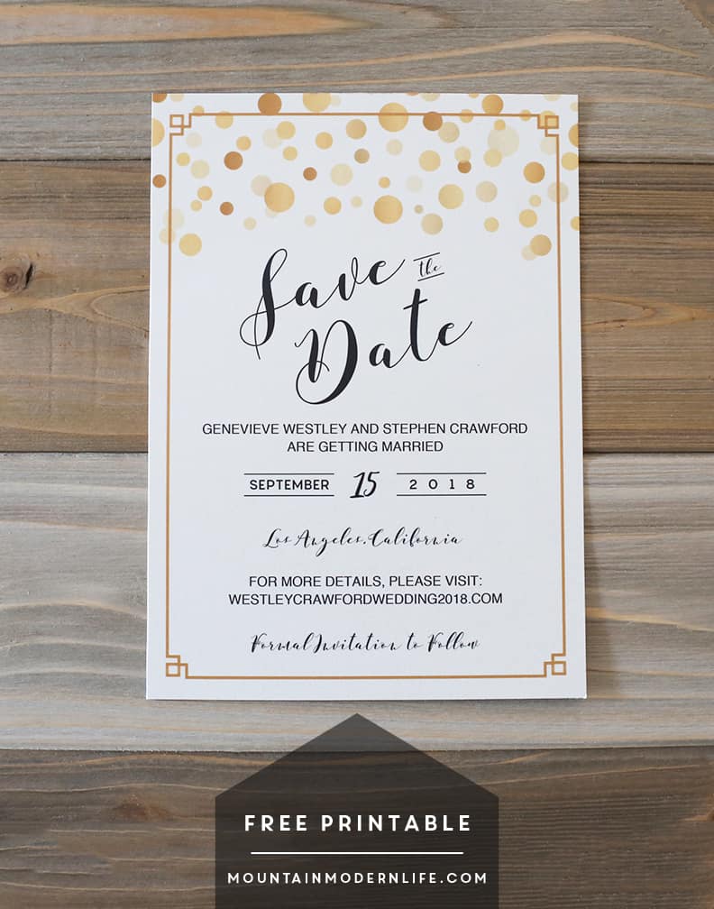 Modern DIY Save The Date FREE Printable MountainModernLife