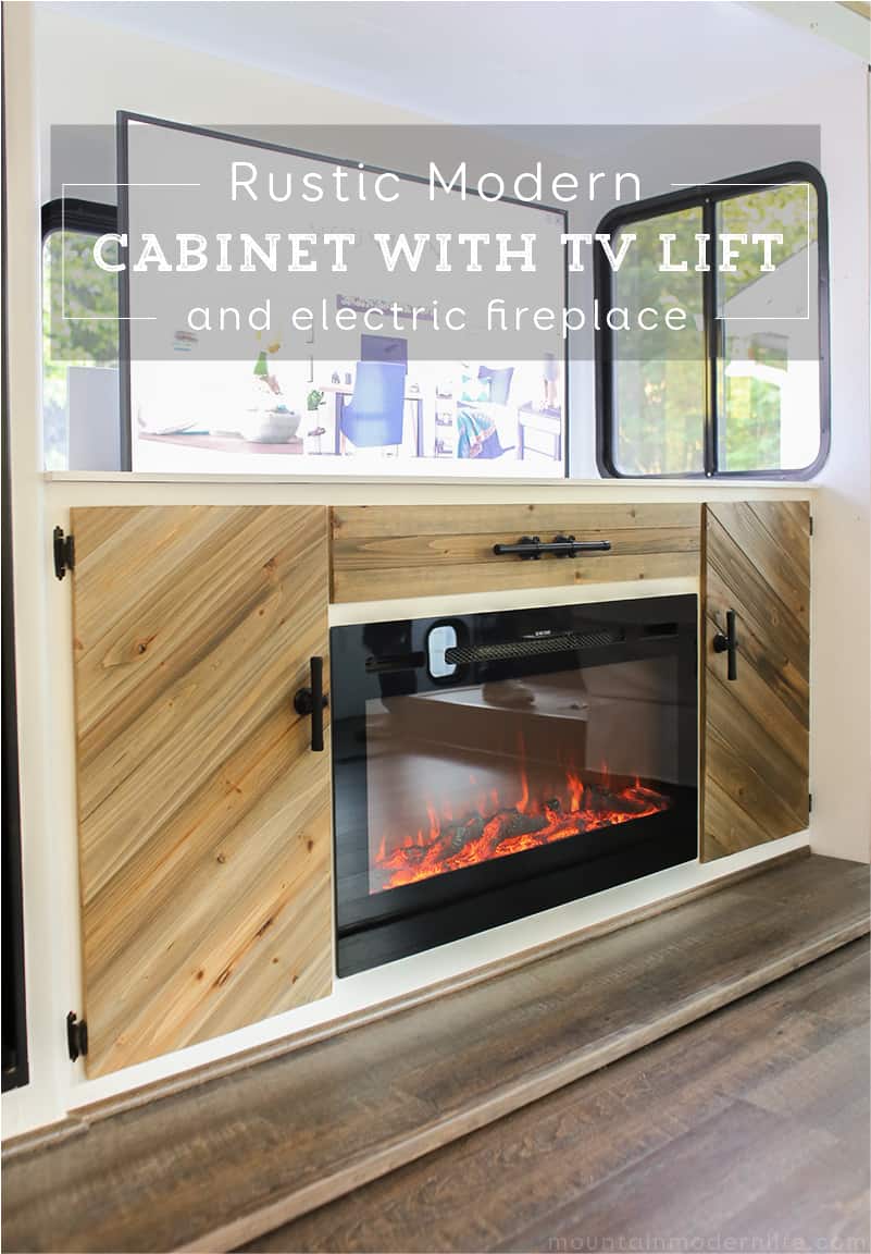 Rustic Modern Cabinet with TV Lift | MountainModernLife.com