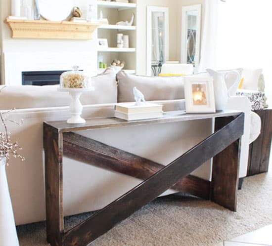 DIY X sofa table