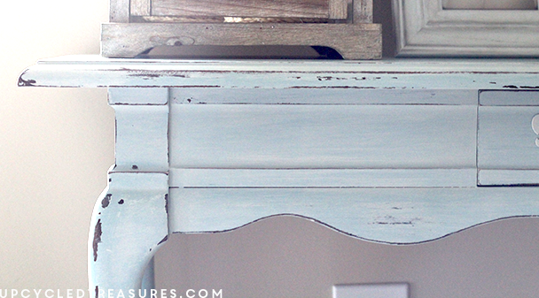 Beach Inspired Console Table - Check out the before and after photos of my beach inspired console/sofa table. UpcycledTreasures.com
