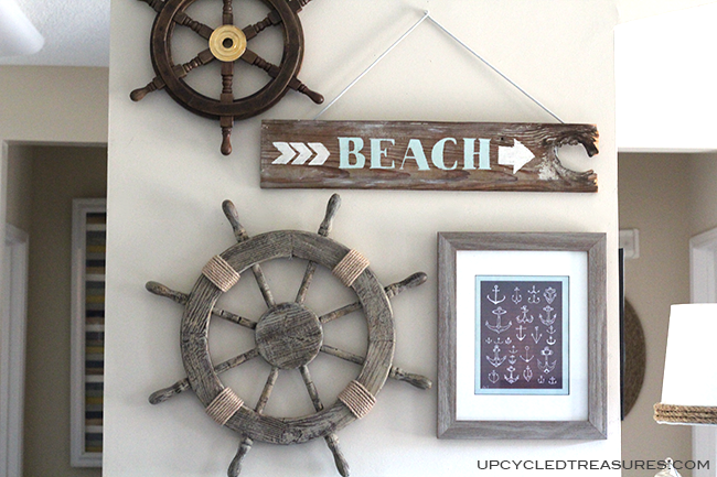 Want to add some spice to that old piece of wood you have lying around? Check out how to create a DIY Wood Beach Sign! UpcycledTreasures.com