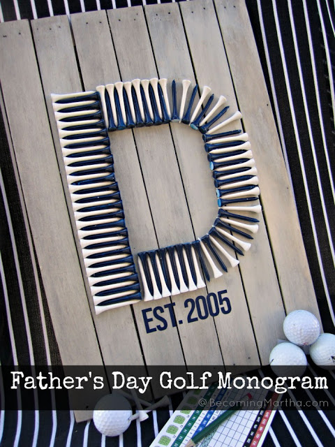 father's day golf tee monogram pallet art 2