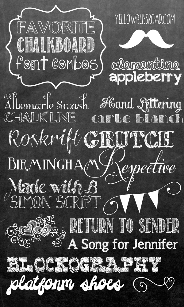 Top Eight favorite chalkboard font combinations