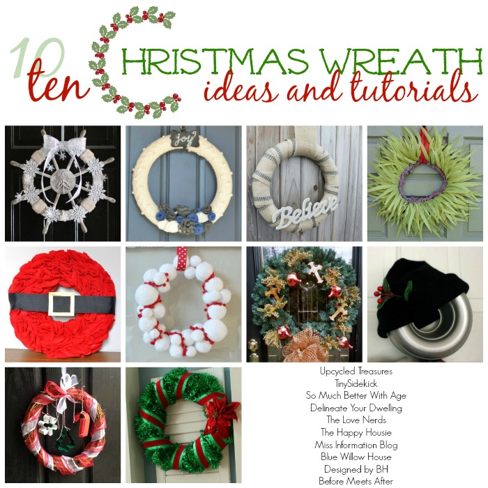 10 DIY Christmas Wreath Ideas - Check out my DIY Nautical Christmas Wreath as well as Christmas Wreath Inspiration from 9 other fantastical bloggers!