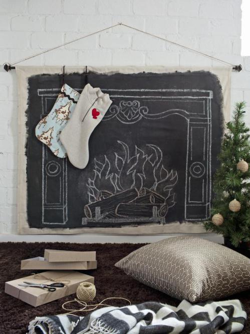  Faux Chalkboard Fireplace via HGTV