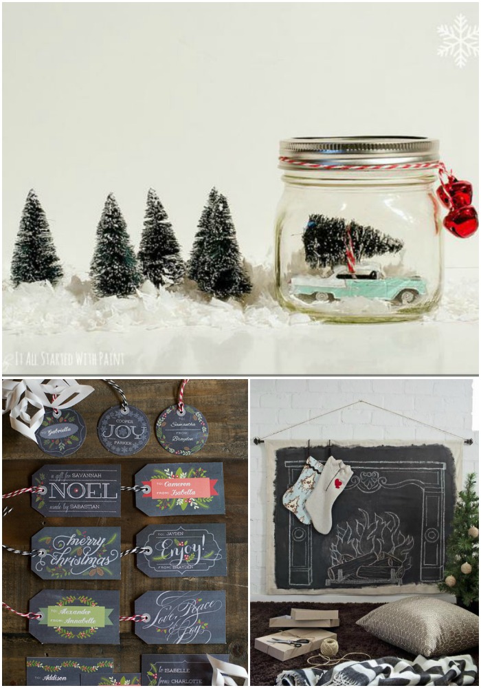 A few of my Christmas related finds from around the web including a mason jar snow globe and free holiday gift tag printables