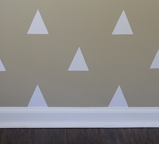 diy white triangle wall using contact paper close up mountainmodernlife.com