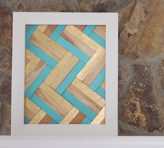 diy gilded wall art using wood shims for office mountainmodernlife.com