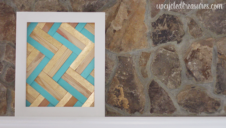 DIY Gilded Wood Shim Wall Art! Learn how easy it is to get your design on by creating your own gilded art using wood shims. UpcycledTreasures.com