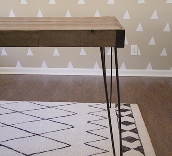 diy rustic industrial desk hairpin legs in office mountainmodernlife.com