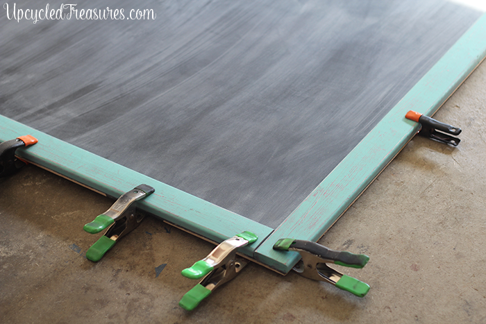 See how easy it is to make a giant chalkboard using DIY chalkboard paint which can be used in a home office, play room, or kitchen! MountainModernLife.com See how easy it is to make a giant chalkboard using DIY chalkboard paint which can be used in a home office, play room, or kitchen! MountainModernLife.com