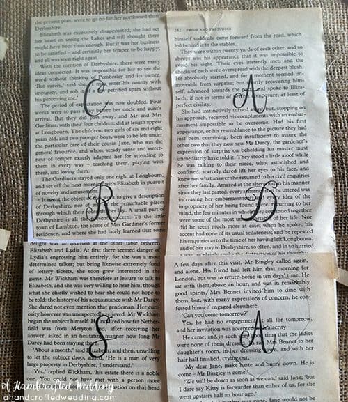 DIY Vintage Inspired Wedding Cards Banner. How to create a book page banner out of paper doilies and book pages. MountainModernLife.com