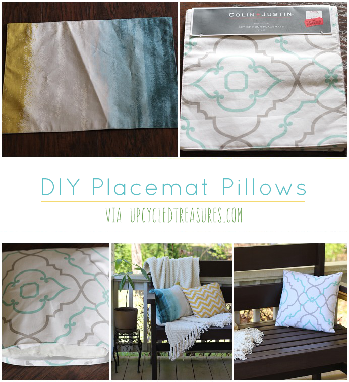 Build this DIY Garden Bench. See the bench we built using Ana White's plans as a guideline plus more placemat pillows! UpcycledTreasures.com