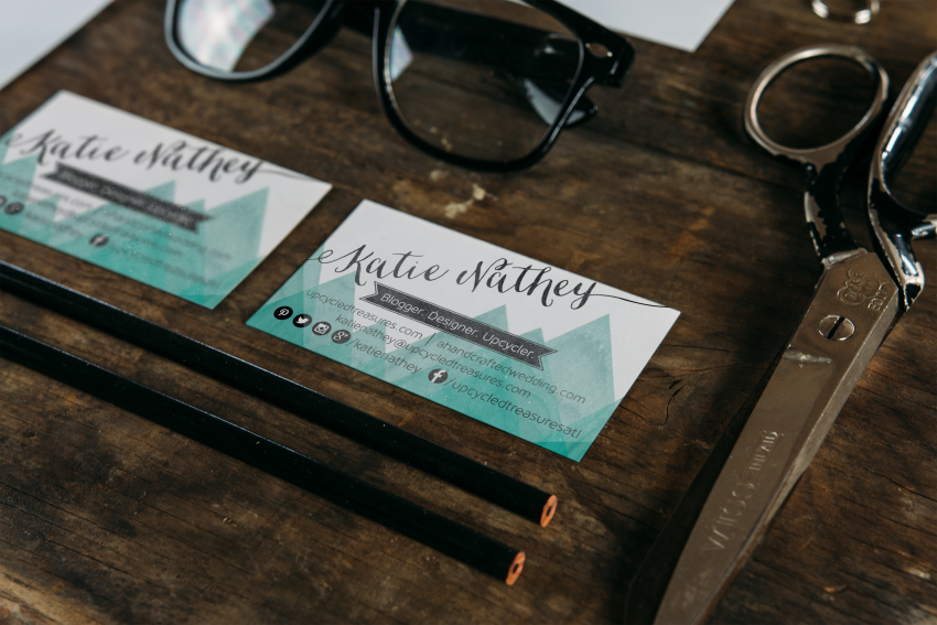 Looking for new business cards? Check out how to make upcycled DIY business cards with contact paper and recycled boxes! upcycledtreasures.com