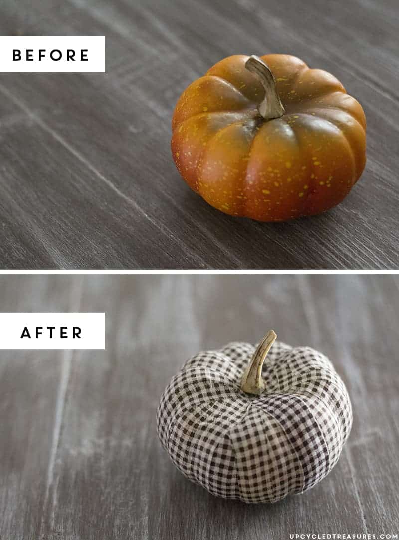 Create these adorable DIY fabric tape pumpkins by wrapping faux pumpkins with fabric tape! MountainModernLife.com