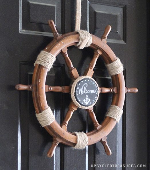 Can't figure out what to do with that old ship helm? Check out How to Upcycle a Ship Helm into a Nautical Wreath! upcycledtreasures.com