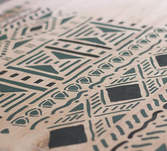 diy plywood art using tribal stencil mountainmodernlife.com