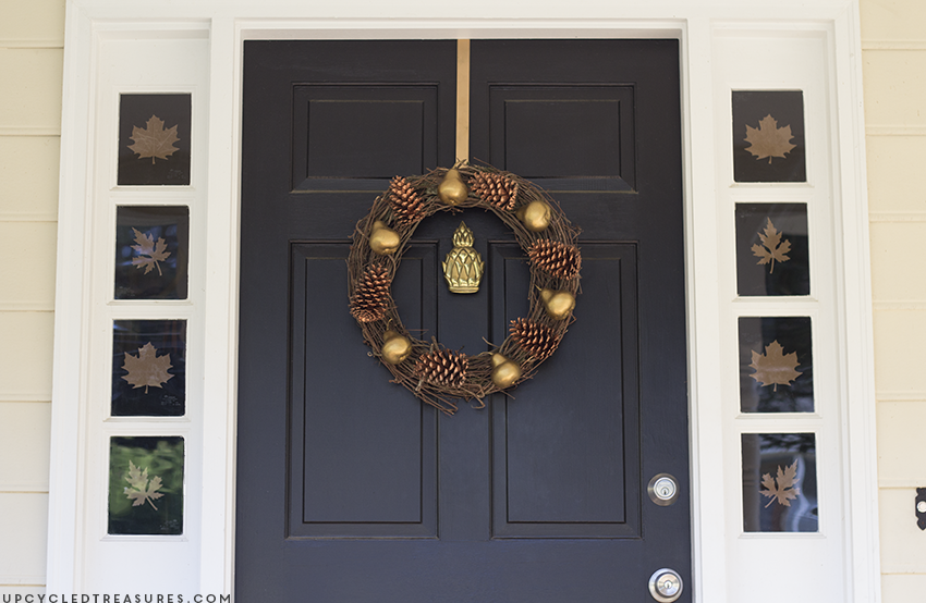 fall-front-door-leaf-decor-on-windows-upcycledtreasures