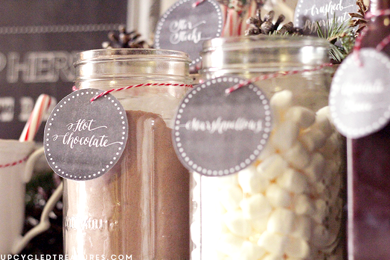 hot chocolate bar toppings with free chalkboard labels upcycledtreasures