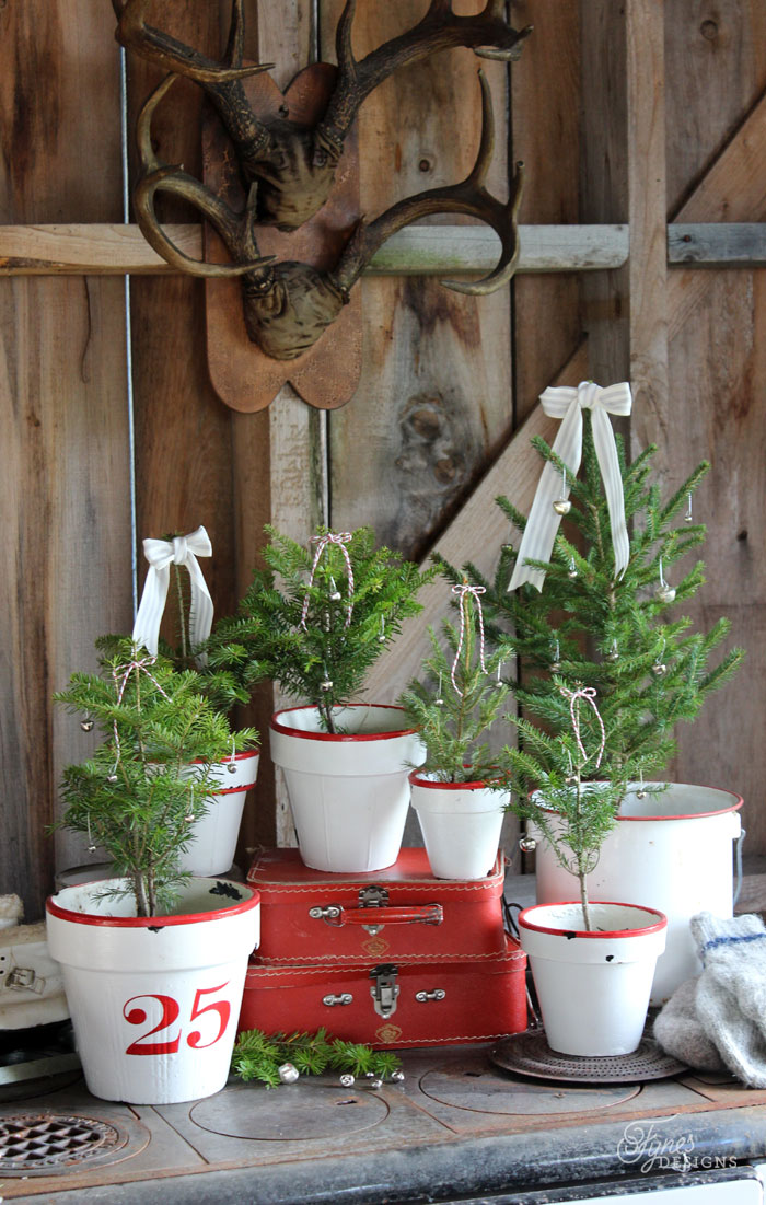 Rustic Christmas Tree Pots