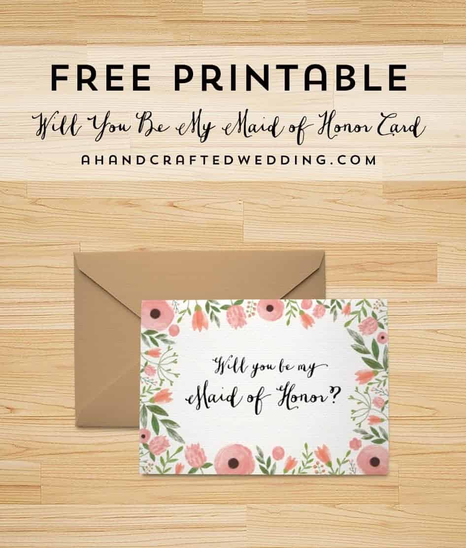 Printable Bridesmaid Card Template Free