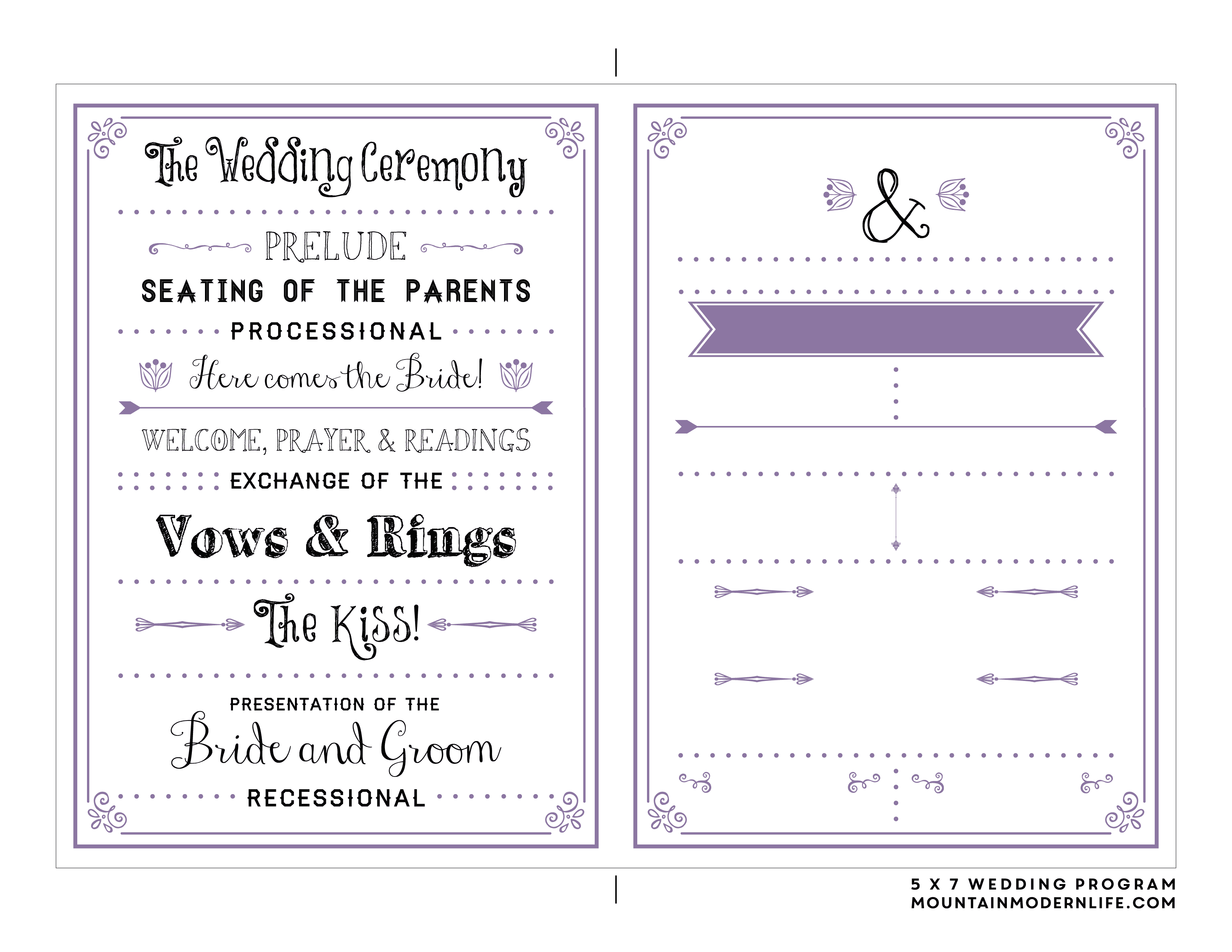 Free Printable Wedding Ceremony Program Templates - Templates Printable ...