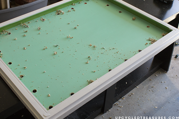 drilling holes in wood for diy marquee sign - upcycledtreasures