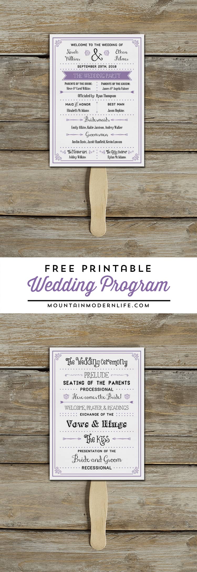 Wedding Program Template Free Download from mountainmodernlife.com