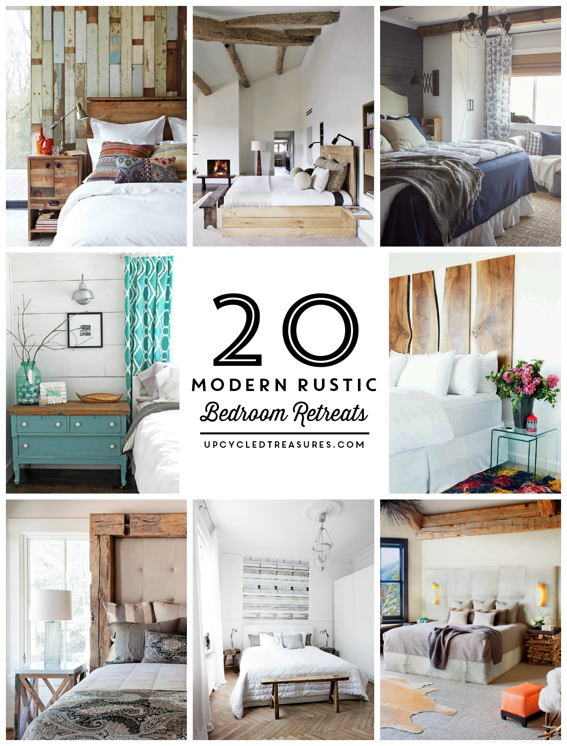 Need some bedroom design ideas? Check out these 20 inspiring Modern Rustic Bedroom Retreats! upcycledtreasures.com