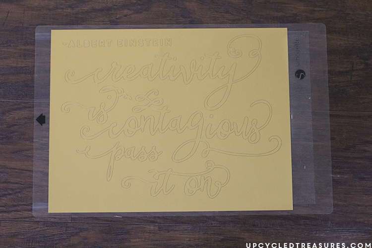 Gold foil paper shown right after it came out of Silhouette Portrait Machine. MountainModernLife.com