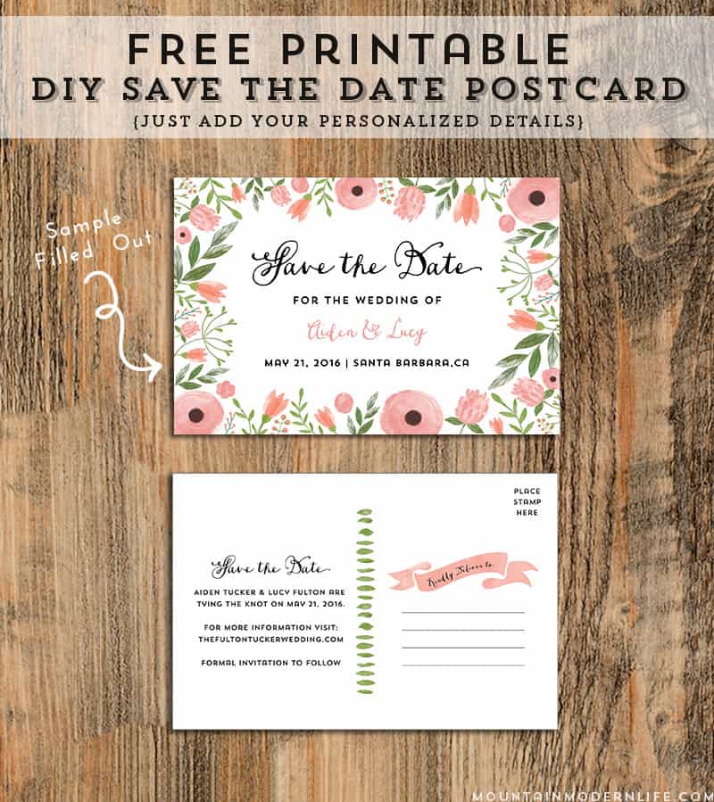 DIY Save The Date Postcard Free Printable Mountain Modern Life