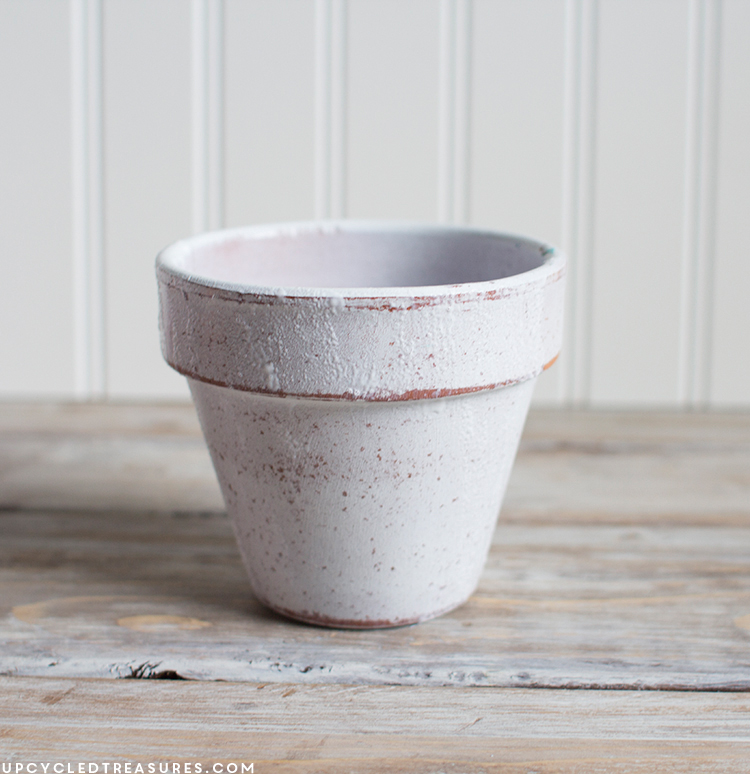 Terra Cotta Pot planter with Modge Podge added to help scarf stick. MountainModernLife.com