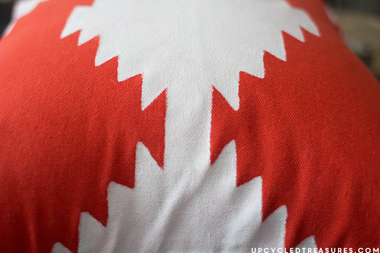 Close up of Kilim inspired painted pillow completed. MountainModernLife.com