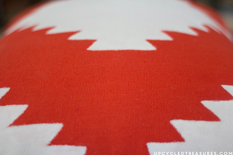 Close up of Kilim inspired painted pillow completed. MountainModernLife.com