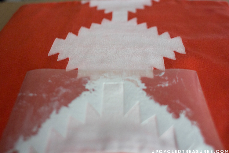 Stencil moved to continue pattern further along pillow. MountainModernLife.com