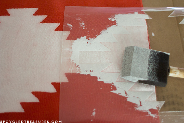 Stencil moved to continue pattern further along pillow. MountainModernLife.com