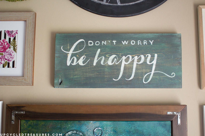 DIY Painted Sign Using Sample Paint and Easy Chalk Transfer Technique | upcycledtreasures.com