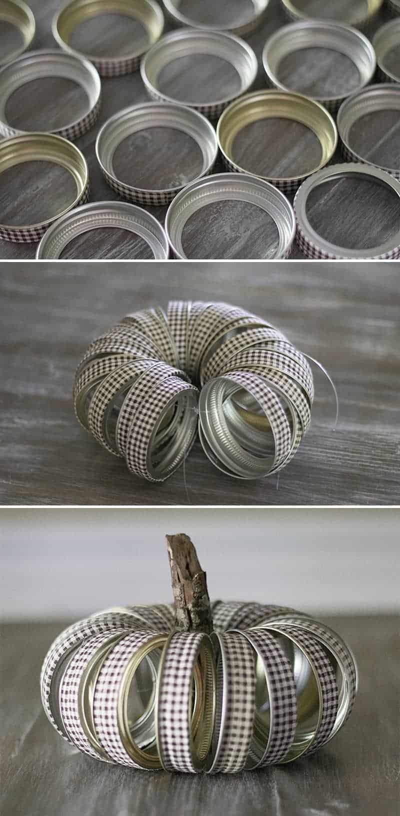 Rustic Mason Jar Lid Pumpkin