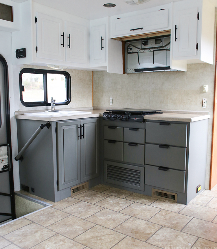 RV Painted Kitchen Cabinets Update Mountainmodernlife.com  