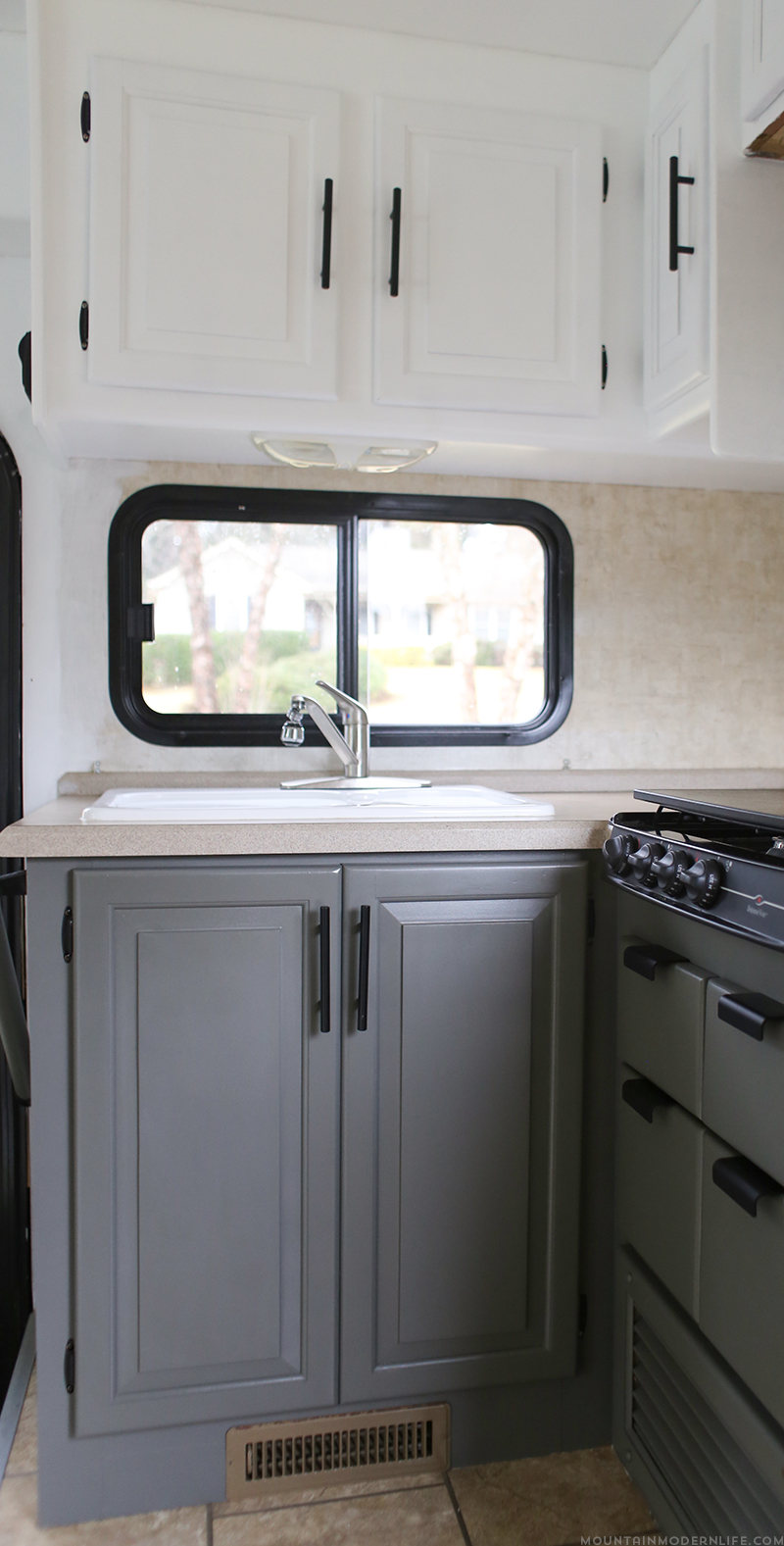 Progress Of Updated Kitchen Cabinets In Motorhome Mountainmodernlife.com  