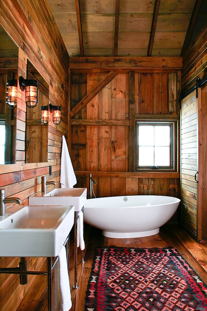Rustic Modern Bathroom Designs - Michigan Barn Northworks Architects Planners HomeaDore Rustic Bathroom