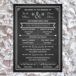 Printable Rustic Chalkboard DIY Wedding Program - Front | MountainModernLife.com
