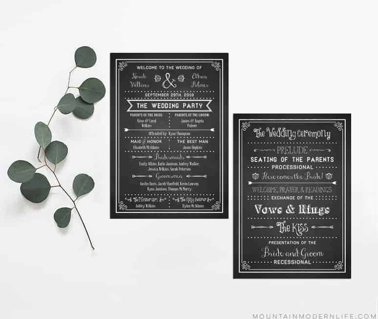 Printable Diy Wedding Program Fan Mountainmodernlife Com