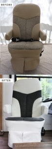 Looking for ways to update your old RV Captain's chairs? Come see how we spruced ours up using chalk paint. MountainModernLife.com
