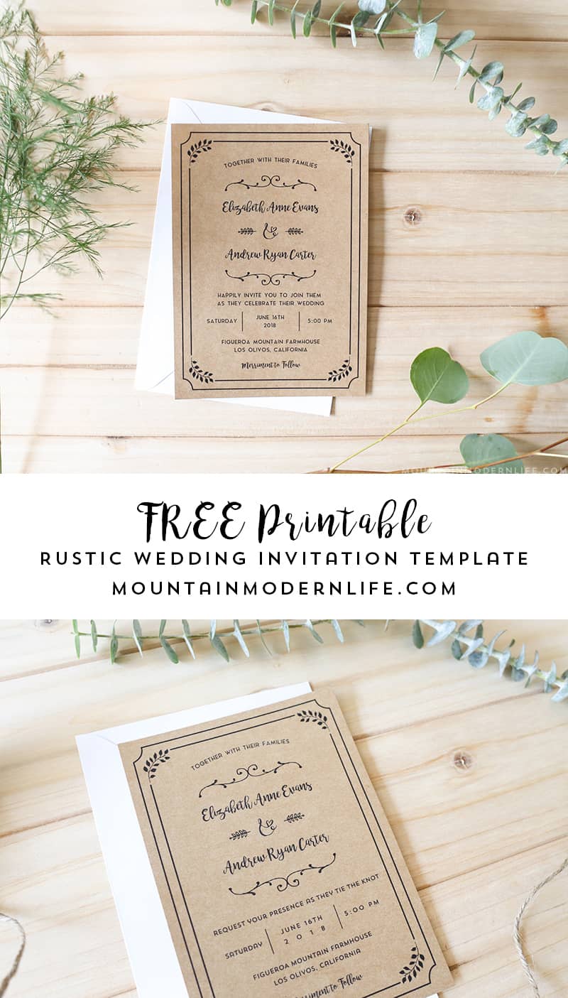 Rustic Wedding Invitation Template from mountainmodernlife.com