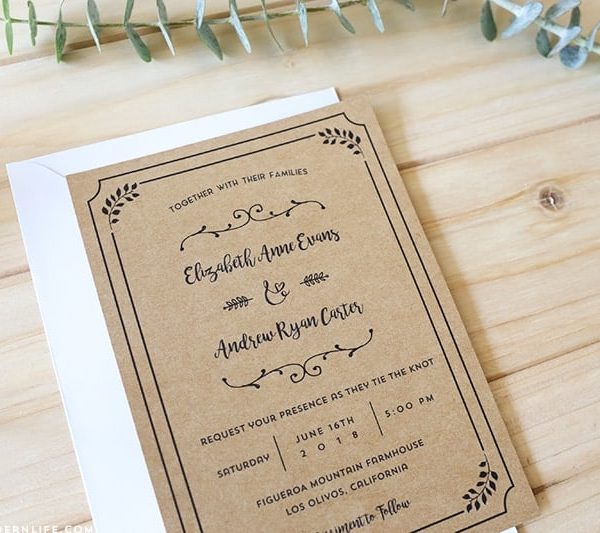 Floral Peach Diy Wedding Invitation Mountainmodernlife Com