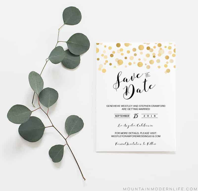 Modern Gold Diy Save The Date Template Mountainmodernlife Com