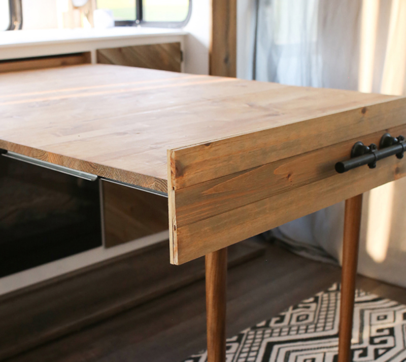 sliding drawer table in RV