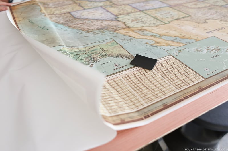 securing map to plywood