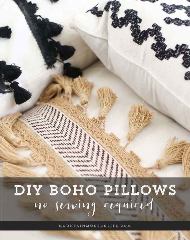 DIY Boho Pillows - No Sew 